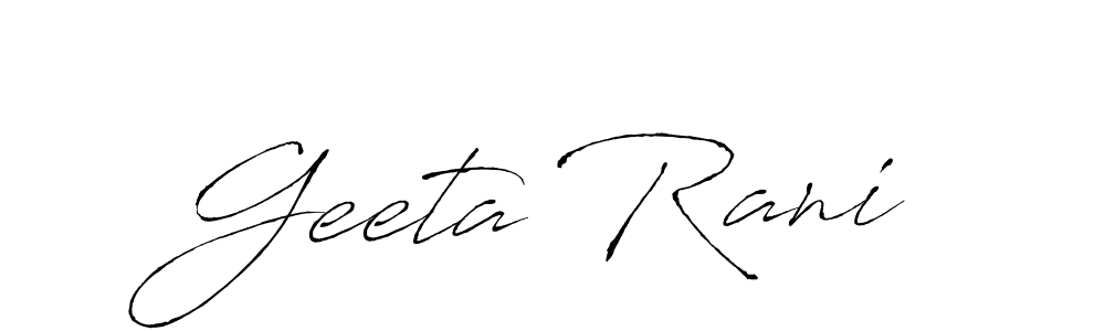 Antro_Vectra is a professional signature style that is perfect for those who want to add a touch of class to their signature. It is also a great choice for those who want to make their signature more unique. Get Geeta Rani name to fancy signature for free. Geeta Rani signature style 6 images and pictures png