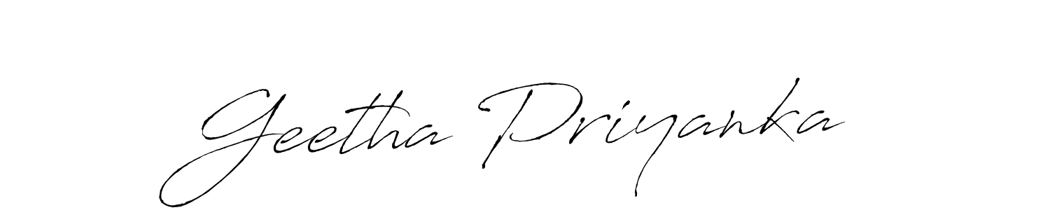 Create a beautiful signature design for name Geetha Priyanka. With this signature (Antro_Vectra) fonts, you can make a handwritten signature for free. Geetha Priyanka signature style 6 images and pictures png