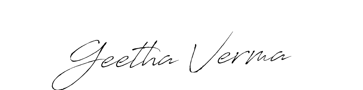 Similarly Antro_Vectra is the best handwritten signature design. Signature creator online .You can use it as an online autograph creator for name Geetha Verma. Geetha Verma signature style 6 images and pictures png