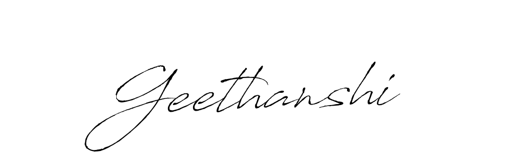 Similarly Antro_Vectra is the best handwritten signature design. Signature creator online .You can use it as an online autograph creator for name Geethanshi. Geethanshi signature style 6 images and pictures png