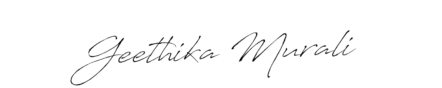 You should practise on your own different ways (Antro_Vectra) to write your name (Geethika Murali) in signature. don't let someone else do it for you. Geethika Murali signature style 6 images and pictures png