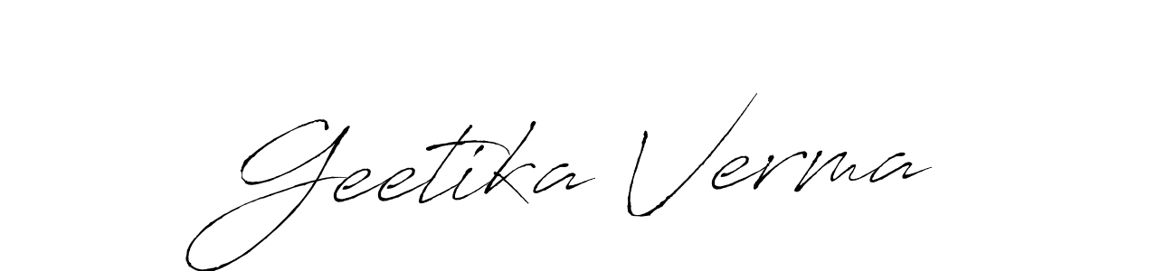 Create a beautiful signature design for name Geetika Verma. With this signature (Antro_Vectra) fonts, you can make a handwritten signature for free. Geetika Verma signature style 6 images and pictures png