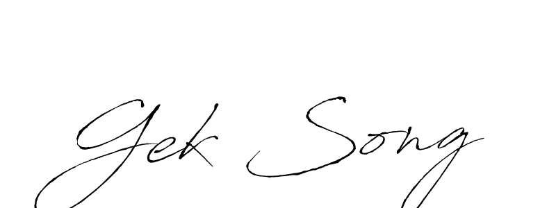 Create a beautiful signature design for name Gek Song. With this signature (Antro_Vectra) fonts, you can make a handwritten signature for free. Gek Song signature style 6 images and pictures png