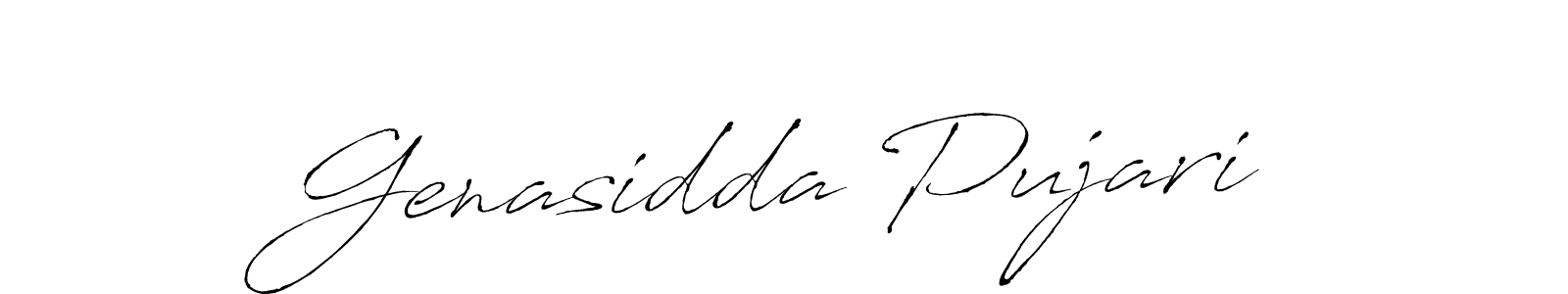 Make a beautiful signature design for name Genasidda Pujari. With this signature (Antro_Vectra) style, you can create a handwritten signature for free. Genasidda Pujari signature style 6 images and pictures png