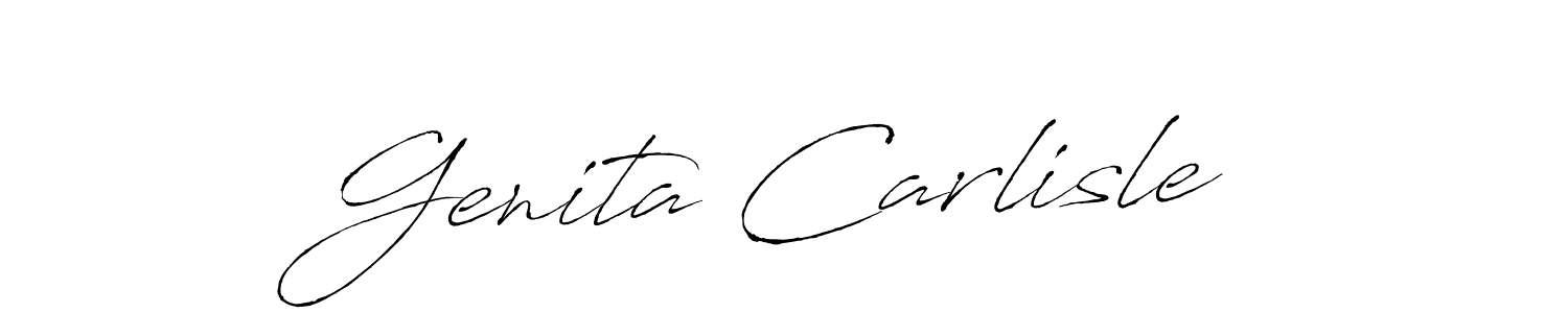 Make a beautiful signature design for name Genita Carlisle. With this signature (Antro_Vectra) style, you can create a handwritten signature for free. Genita Carlisle signature style 6 images and pictures png