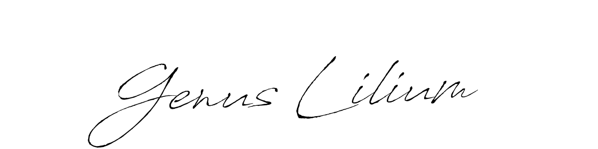 Make a beautiful signature design for name Genus Lilium. With this signature (Antro_Vectra) style, you can create a handwritten signature for free. Genus Lilium signature style 6 images and pictures png