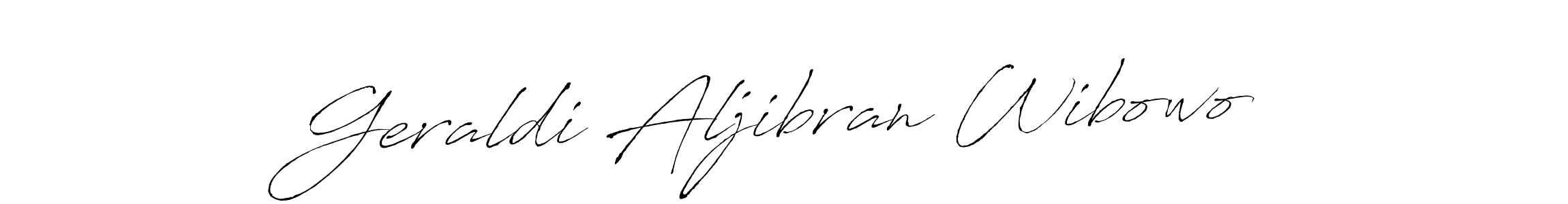 Create a beautiful signature design for name Geraldi Aljibran Wibowo. With this signature (Antro_Vectra) fonts, you can make a handwritten signature for free. Geraldi Aljibran Wibowo signature style 6 images and pictures png