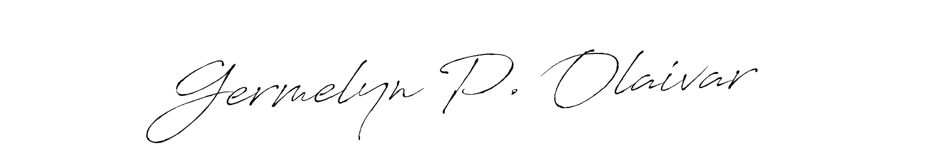 How to make Germelyn P. Olaivar name signature. Use Antro_Vectra style for creating short signs online. This is the latest handwritten sign. Germelyn P. Olaivar signature style 6 images and pictures png