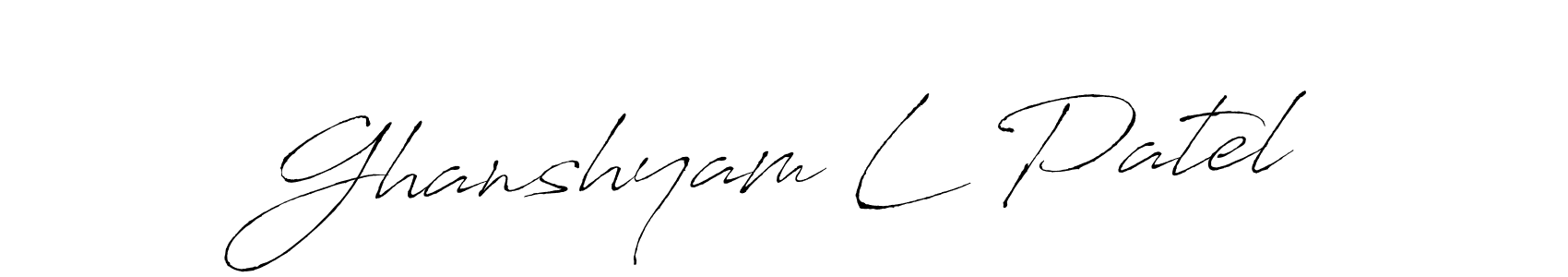 Create a beautiful signature design for name Ghanshyam L Patel. With this signature (Antro_Vectra) fonts, you can make a handwritten signature for free. Ghanshyam L Patel signature style 6 images and pictures png