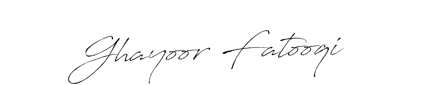Design your own signature with our free online signature maker. With this signature software, you can create a handwritten (Antro_Vectra) signature for name Ghayoor Fatooqi. Ghayoor Fatooqi signature style 6 images and pictures png