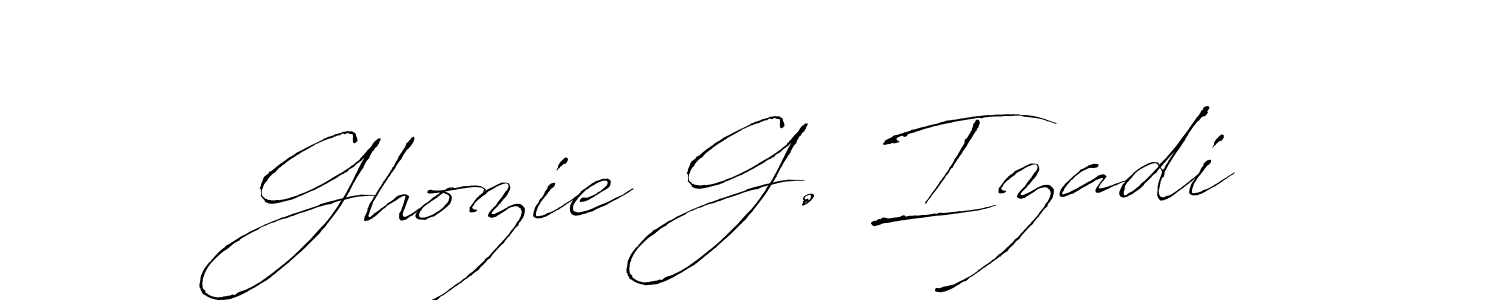 Make a beautiful signature design for name Ghozie G. Izadi. With this signature (Antro_Vectra) style, you can create a handwritten signature for free. Ghozie G. Izadi signature style 6 images and pictures png