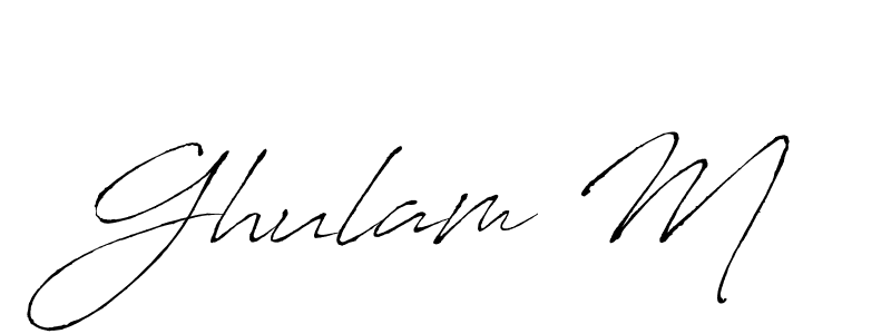 How to make Ghulam M name signature. Use Antro_Vectra style for creating short signs online. This is the latest handwritten sign. Ghulam M signature style 6 images and pictures png