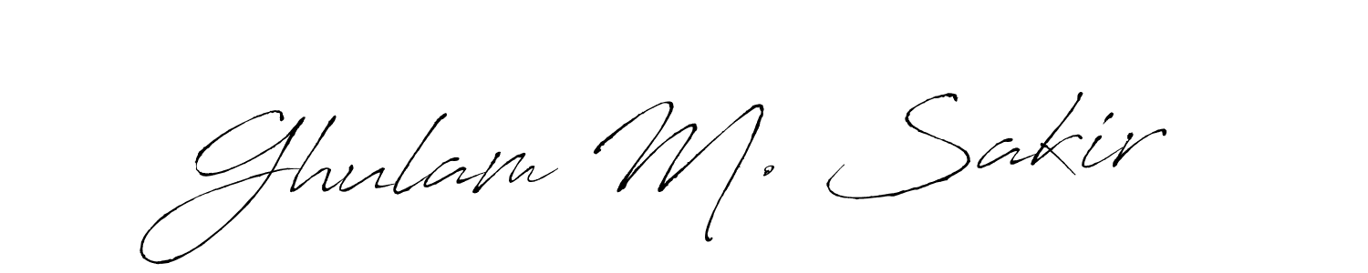 Create a beautiful signature design for name Ghulam M. Sakir. With this signature (Antro_Vectra) fonts, you can make a handwritten signature for free. Ghulam M. Sakir signature style 6 images and pictures png
