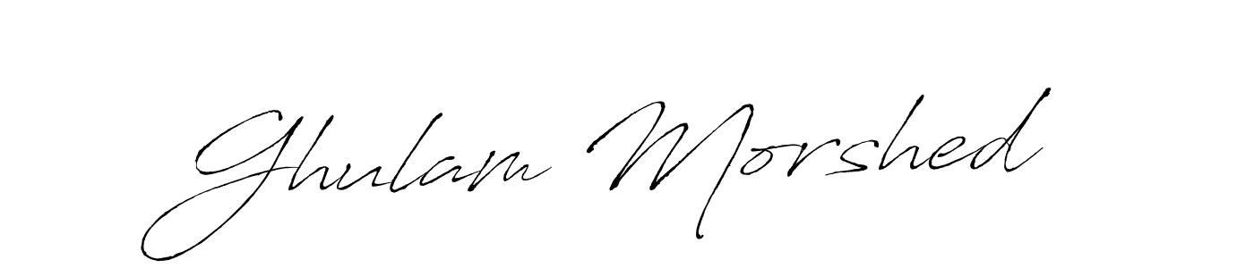 The best way (Antro_Vectra) to make a short signature is to pick only two or three words in your name. The name Ghulam Morshed include a total of six letters. For converting this name. Ghulam Morshed signature style 6 images and pictures png