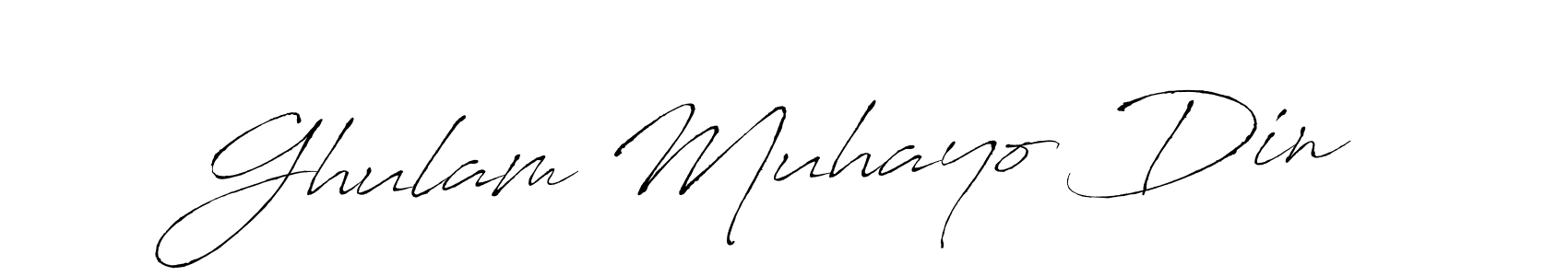 How to make Ghulam Muhayo Din name signature. Use Antro_Vectra style for creating short signs online. This is the latest handwritten sign. Ghulam Muhayo Din signature style 6 images and pictures png