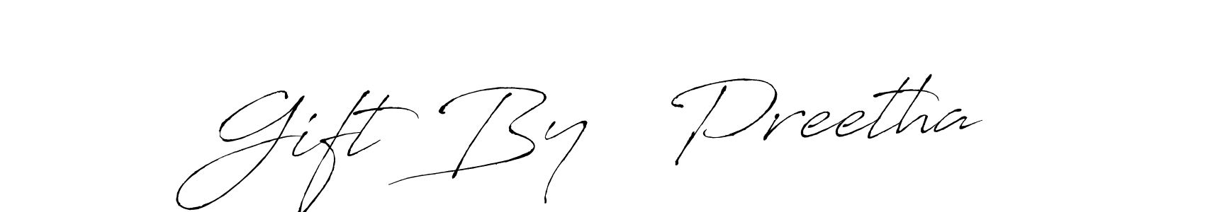 Also You can easily find your signature by using the search form. We will create Gift By   Preetha name handwritten signature images for you free of cost using Antro_Vectra sign style. Gift By   Preetha signature style 6 images and pictures png