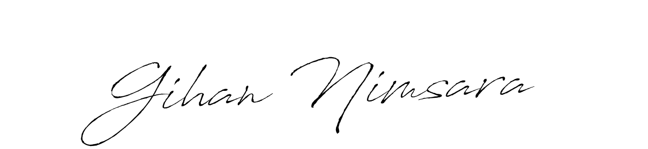 The best way (Antro_Vectra) to make a short signature is to pick only two or three words in your name. The name Gihan Nimsara include a total of six letters. For converting this name. Gihan Nimsara signature style 6 images and pictures png