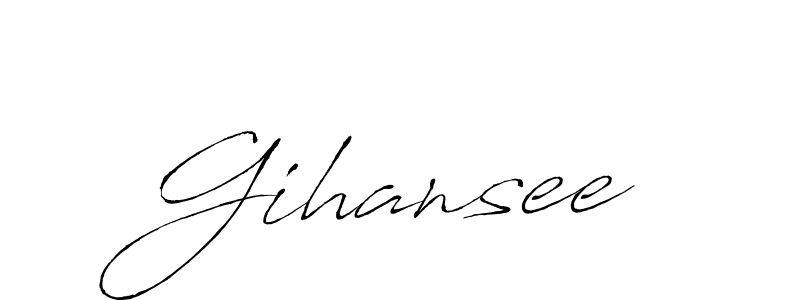 Use a signature maker to create a handwritten signature online. With this signature software, you can design (Antro_Vectra) your own signature for name Gihansee. Gihansee signature style 6 images and pictures png