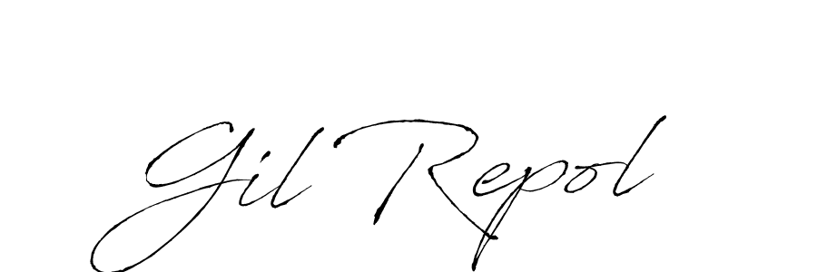 Antro_Vectra is a professional signature style that is perfect for those who want to add a touch of class to their signature. It is also a great choice for those who want to make their signature more unique. Get Gil Repol name to fancy signature for free. Gil Repol signature style 6 images and pictures png