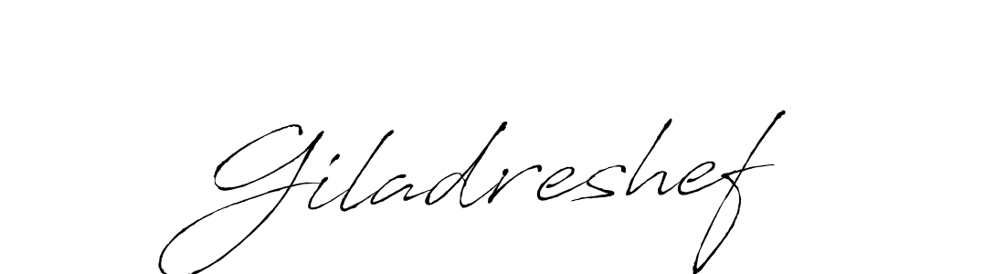 Use a signature maker to create a handwritten signature online. With this signature software, you can design (Antro_Vectra) your own signature for name Giladreshef. Giladreshef signature style 6 images and pictures png