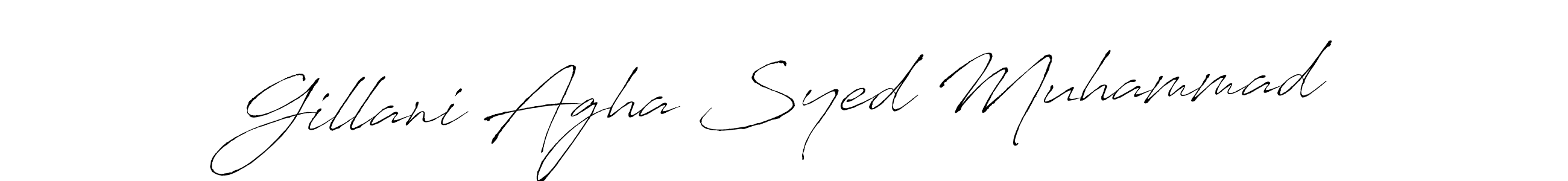 Create a beautiful signature design for name Gillani Agha Syed Muhammad. With this signature (Antro_Vectra) fonts, you can make a handwritten signature for free. Gillani Agha Syed Muhammad signature style 6 images and pictures png
