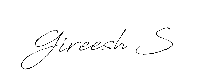 This is the best signature style for the Gireesh S name. Also you like these signature font (Antro_Vectra). Mix name signature. Gireesh S signature style 6 images and pictures png