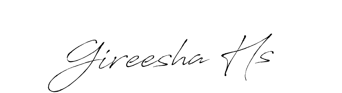 How to make Gireesha Hs signature? Antro_Vectra is a professional autograph style. Create handwritten signature for Gireesha Hs name. Gireesha Hs signature style 6 images and pictures png