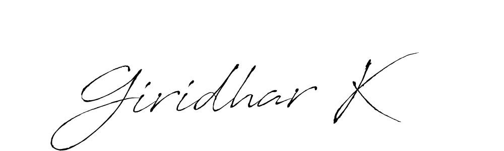 Make a beautiful signature design for name Giridhar K. With this signature (Antro_Vectra) style, you can create a handwritten signature for free. Giridhar K signature style 6 images and pictures png