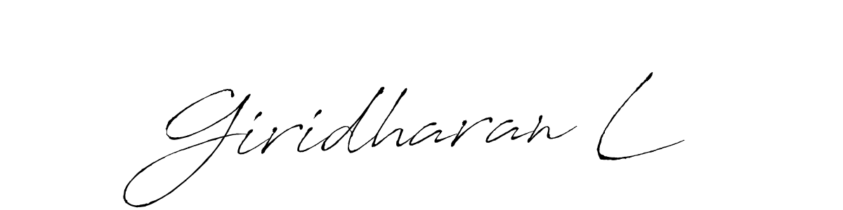 Similarly Antro_Vectra is the best handwritten signature design. Signature creator online .You can use it as an online autograph creator for name Giridharan L. Giridharan L signature style 6 images and pictures png