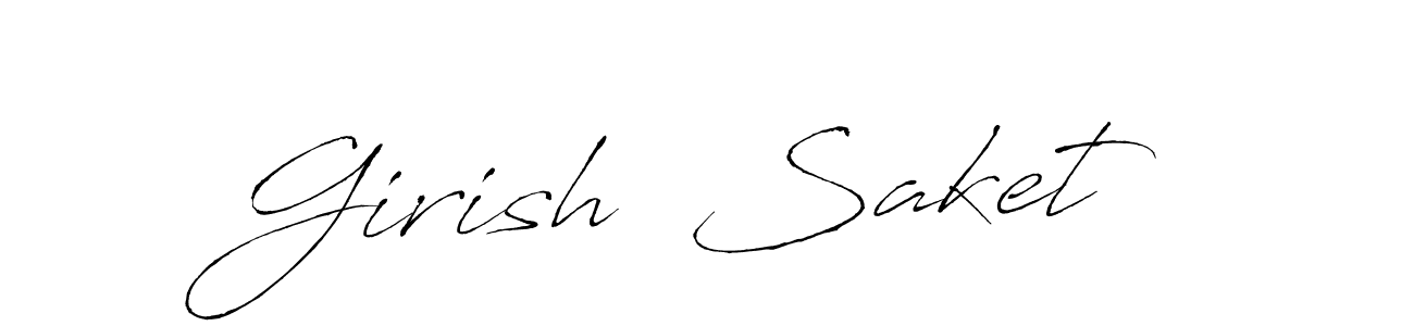 This is the best signature style for the Girish  Saket name. Also you like these signature font (Antro_Vectra). Mix name signature. Girish  Saket signature style 6 images and pictures png