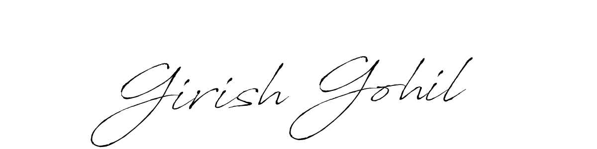 Girish Gohil stylish signature style. Best Handwritten Sign (Antro_Vectra) for my name. Handwritten Signature Collection Ideas for my name Girish Gohil. Girish Gohil signature style 6 images and pictures png