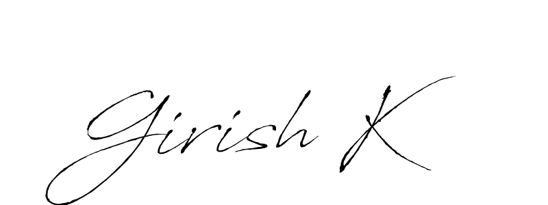 The best way (Antro_Vectra) to make a short signature is to pick only two or three words in your name. The name Girish K include a total of six letters. For converting this name. Girish K signature style 6 images and pictures png