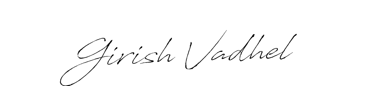 Design your own signature with our free online signature maker. With this signature software, you can create a handwritten (Antro_Vectra) signature for name Girish Vadhel. Girish Vadhel signature style 6 images and pictures png