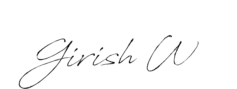 Use a signature maker to create a handwritten signature online. With this signature software, you can design (Antro_Vectra) your own signature for name Girish W. Girish W signature style 6 images and pictures png