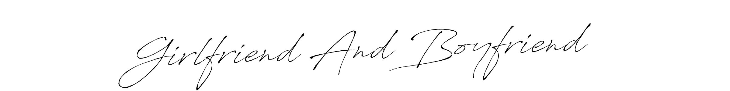 Create a beautiful signature design for name Girlfriend And Boyfriend. With this signature (Antro_Vectra) fonts, you can make a handwritten signature for free. Girlfriend And Boyfriend signature style 6 images and pictures png