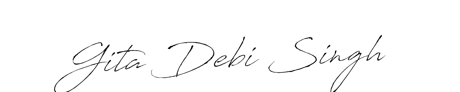 The best way (Antro_Vectra) to make a short signature is to pick only two or three words in your name. The name Gita Debi Singh include a total of six letters. For converting this name. Gita Debi Singh signature style 6 images and pictures png