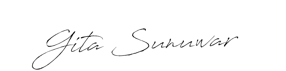 if you are searching for the best signature style for your name Gita Sunuwar. so please give up your signature search. here we have designed multiple signature styles  using Antro_Vectra. Gita Sunuwar signature style 6 images and pictures png