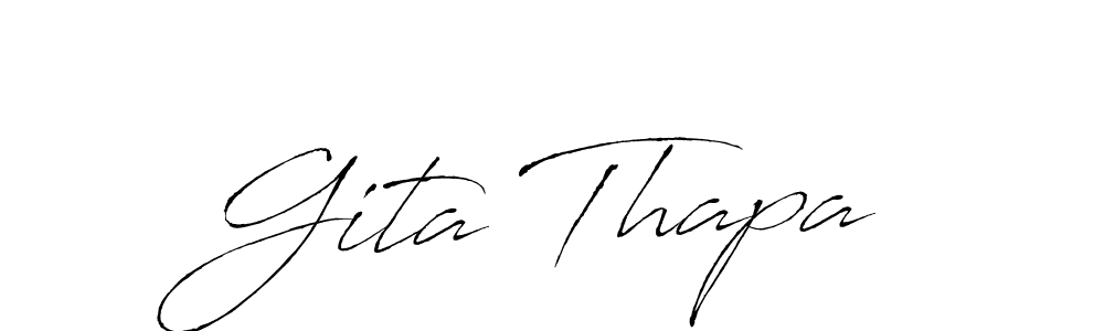 Antro_Vectra is a professional signature style that is perfect for those who want to add a touch of class to their signature. It is also a great choice for those who want to make their signature more unique. Get Gita Thapa name to fancy signature for free. Gita Thapa signature style 6 images and pictures png