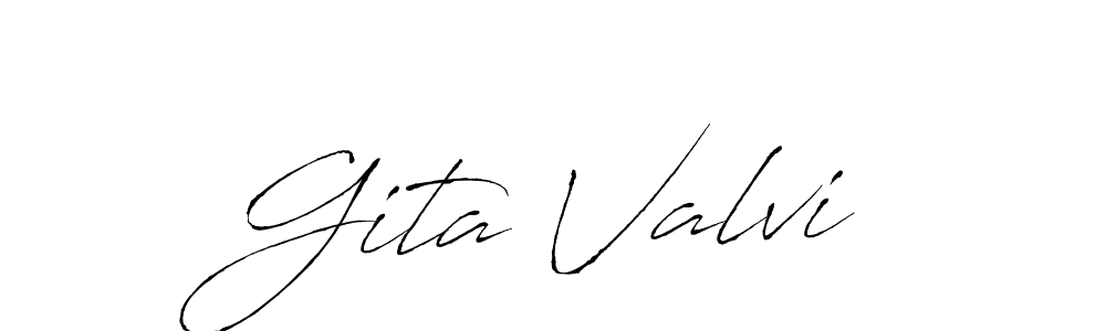 if you are searching for the best signature style for your name Gita Valvi. so please give up your signature search. here we have designed multiple signature styles  using Antro_Vectra. Gita Valvi signature style 6 images and pictures png