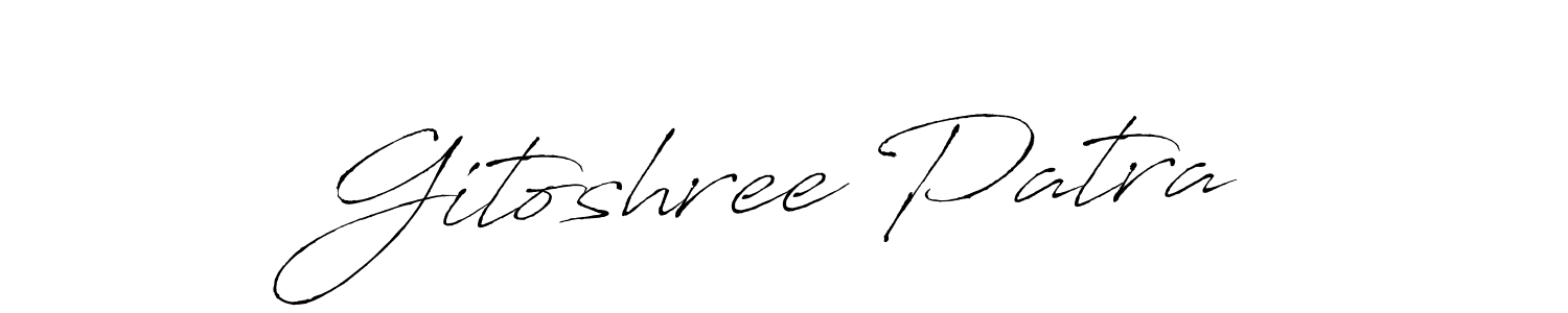The best way (Antro_Vectra) to make a short signature is to pick only two or three words in your name. The name Gitoshree Patra include a total of six letters. For converting this name. Gitoshree Patra signature style 6 images and pictures png