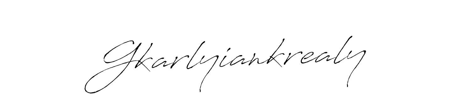 How to make Gkarlyiankrealy name signature. Use Antro_Vectra style for creating short signs online. This is the latest handwritten sign. Gkarlyiankrealy signature style 6 images and pictures png
