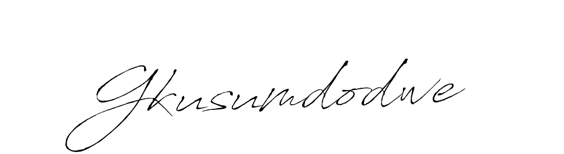 How to make Gkusumdodwe name signature. Use Antro_Vectra style for creating short signs online. This is the latest handwritten sign. Gkusumdodwe signature style 6 images and pictures png