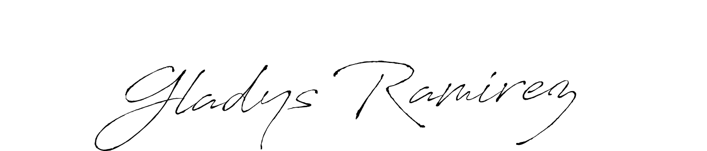 How to make Gladys Ramirez name signature. Use Antro_Vectra style for creating short signs online. This is the latest handwritten sign. Gladys Ramirez signature style 6 images and pictures png