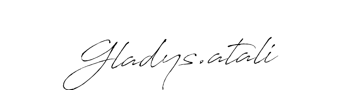 How to make Gladys.atali name signature. Use Antro_Vectra style for creating short signs online. This is the latest handwritten sign. Gladys.atali signature style 6 images and pictures png