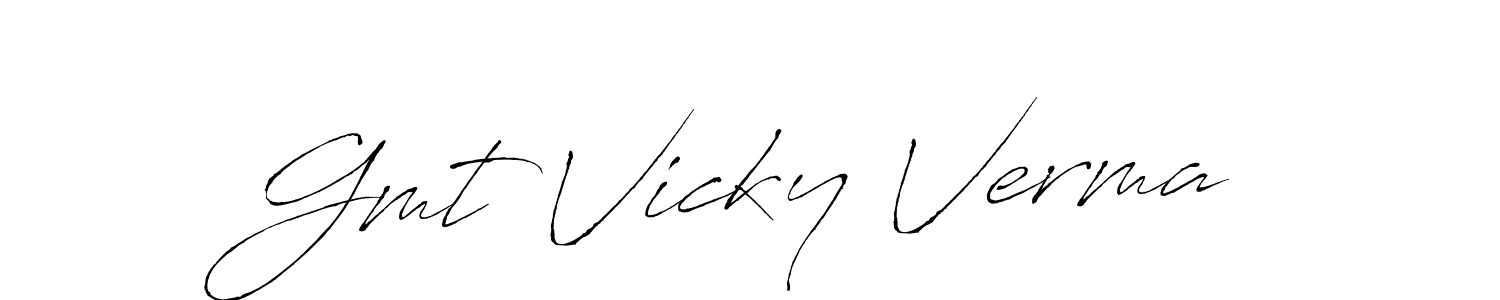 Create a beautiful signature design for name Gmt Vicky Verma. With this signature (Antro_Vectra) fonts, you can make a handwritten signature for free. Gmt Vicky Verma signature style 6 images and pictures png