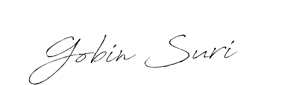 Make a beautiful signature design for name Gobin Suri. With this signature (Antro_Vectra) style, you can create a handwritten signature for free. Gobin Suri signature style 6 images and pictures png