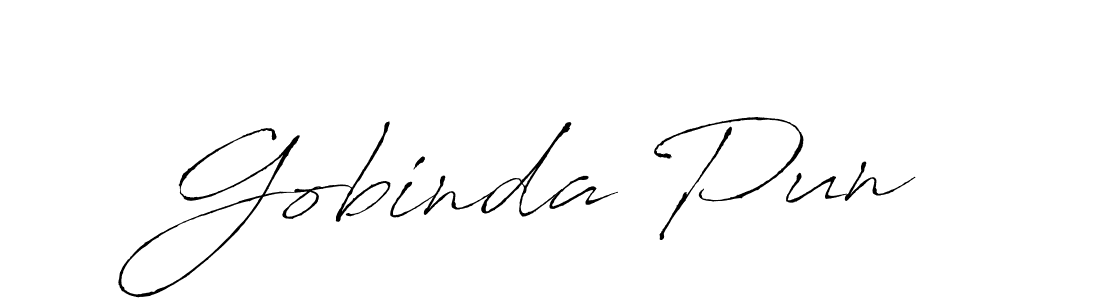 How to make Gobinda Pun name signature. Use Antro_Vectra style for creating short signs online. This is the latest handwritten sign. Gobinda Pun signature style 6 images and pictures png