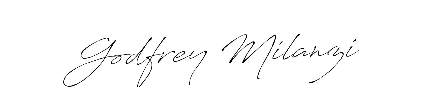 Design your own signature with our free online signature maker. With this signature software, you can create a handwritten (Antro_Vectra) signature for name Godfrey Milanzi. Godfrey Milanzi signature style 6 images and pictures png