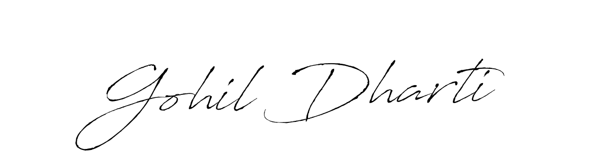 The best way (Antro_Vectra) to make a short signature is to pick only two or three words in your name. The name Gohil Dharti include a total of six letters. For converting this name. Gohil Dharti signature style 6 images and pictures png