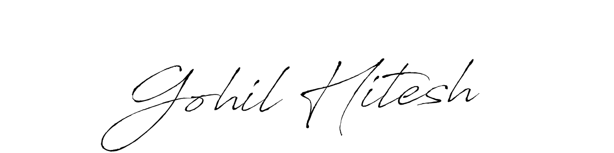 How to make Gohil Hitesh name signature. Use Antro_Vectra style for creating short signs online. This is the latest handwritten sign. Gohil Hitesh signature style 6 images and pictures png
